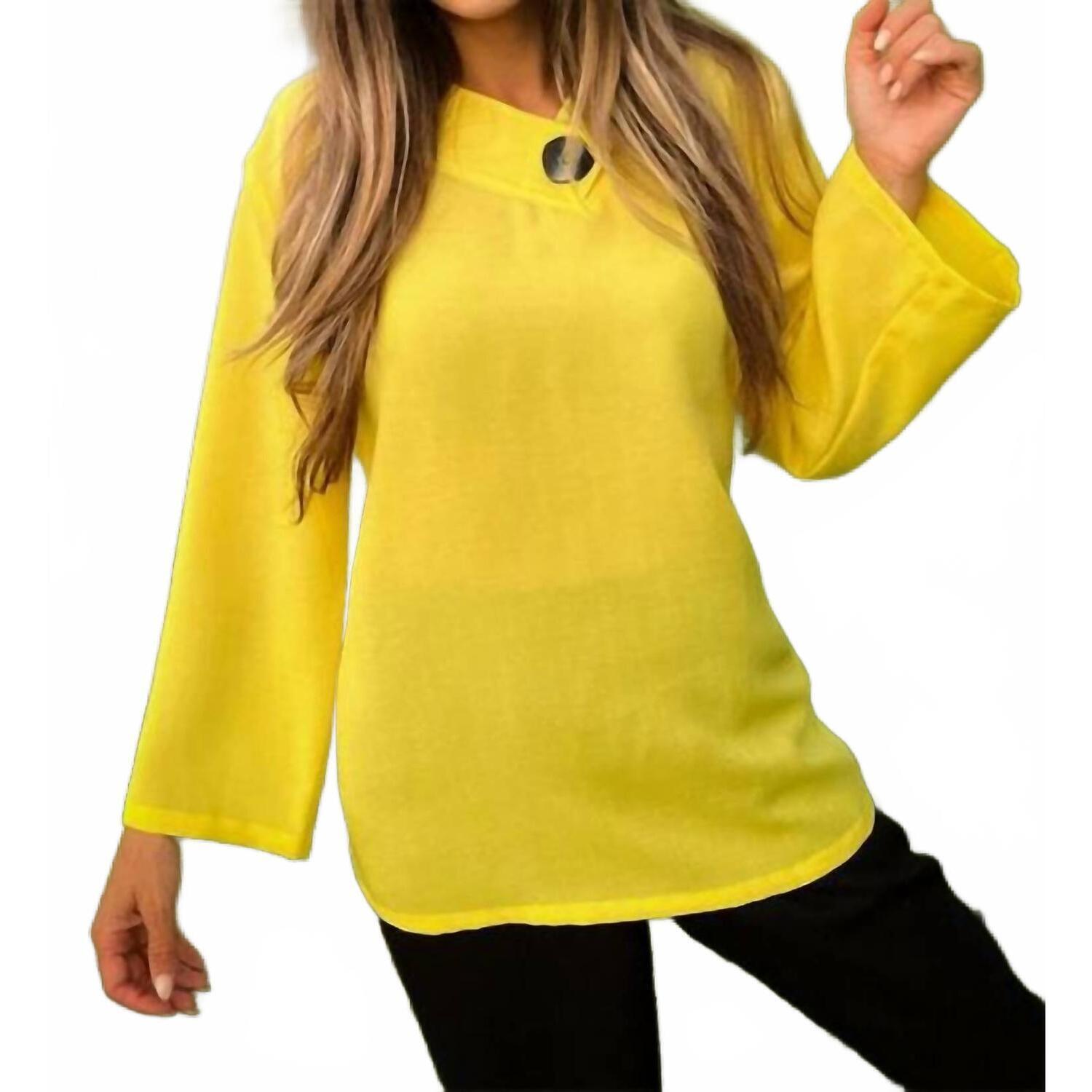 New Fridaze Georgia Linen Pullover Top In Daffodil Yellow